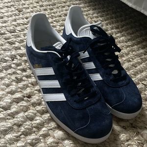 Navy Blue Velvet Adidas Gazelle Sneakers
